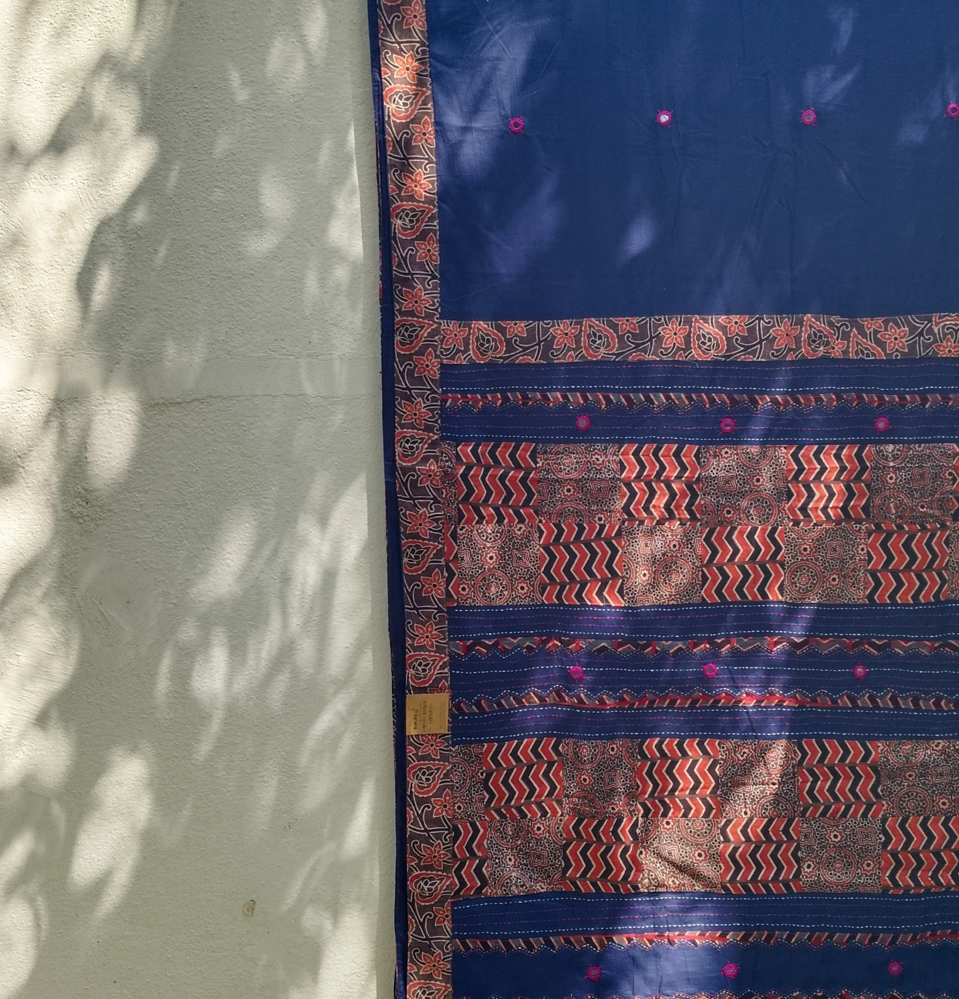 Mul Cotton Ajrakh Patch Work Saree