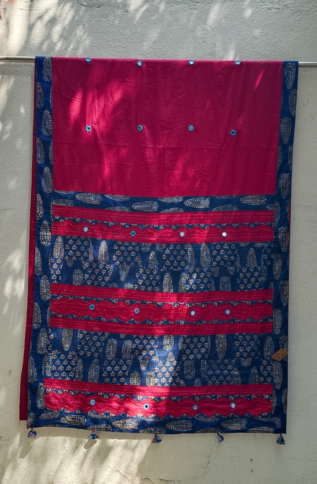 Mul Cotton Ajrakh Patch Work Saree