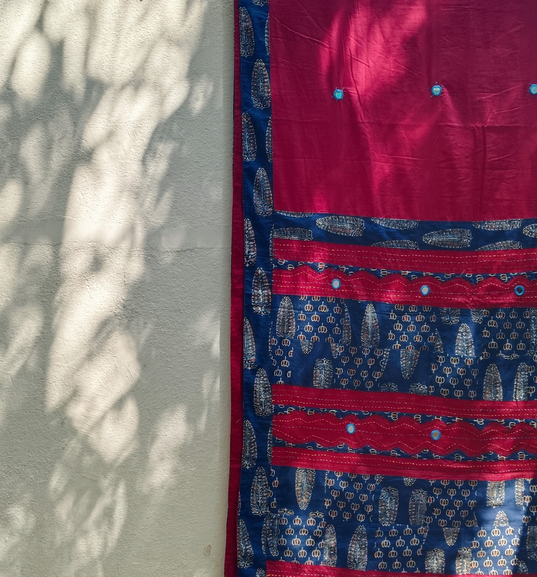 Mul Cotton Ajrakh Patch Work Saree