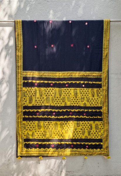 Mul Cotton Ajrakh Patch Work Saree