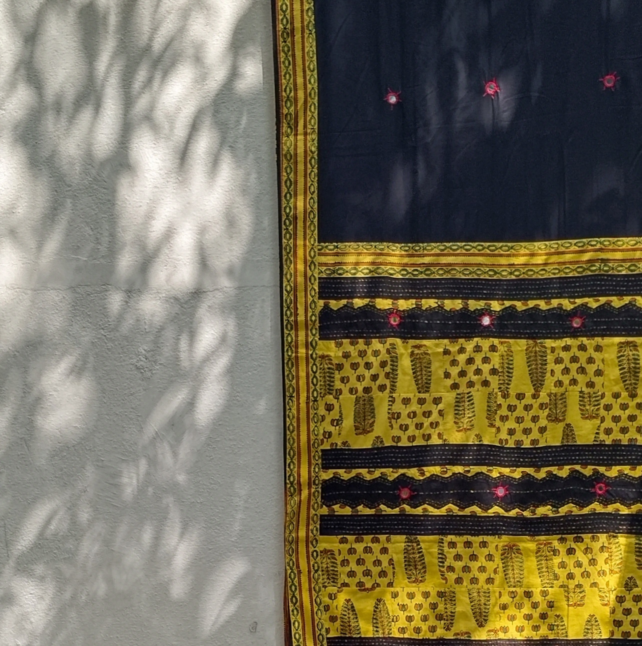 Mul Cotton Ajrakh Patch Work Saree