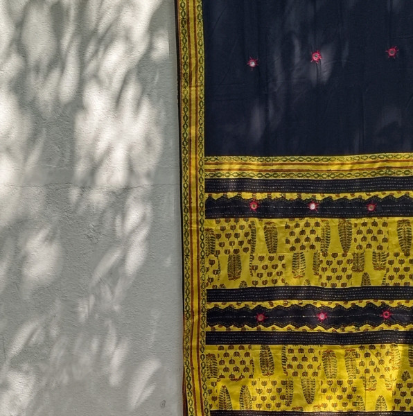 Mul Cotton Ajrakh Patch Work Saree