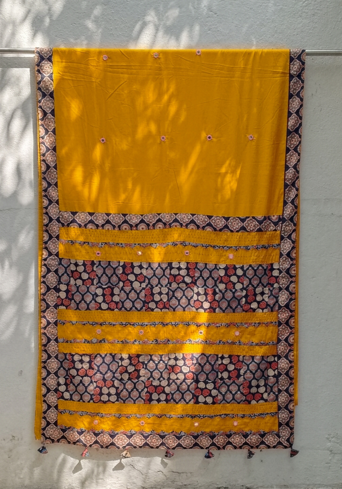 Mul Cotton Ajrakh Patch Work Saree