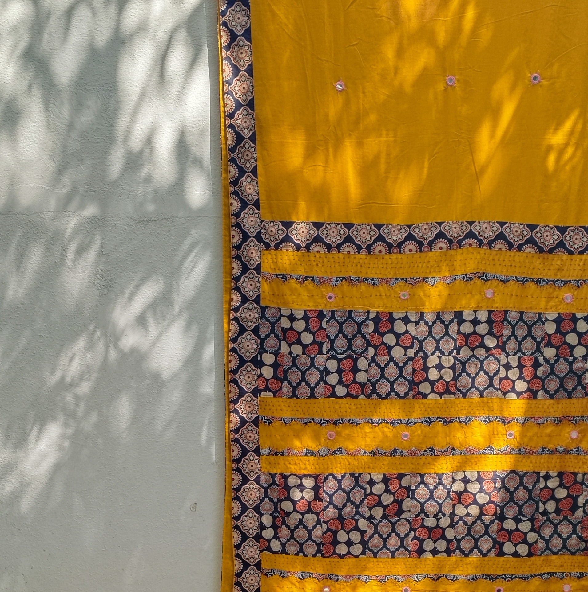 Mul Cotton Ajrakh Patch Work Saree