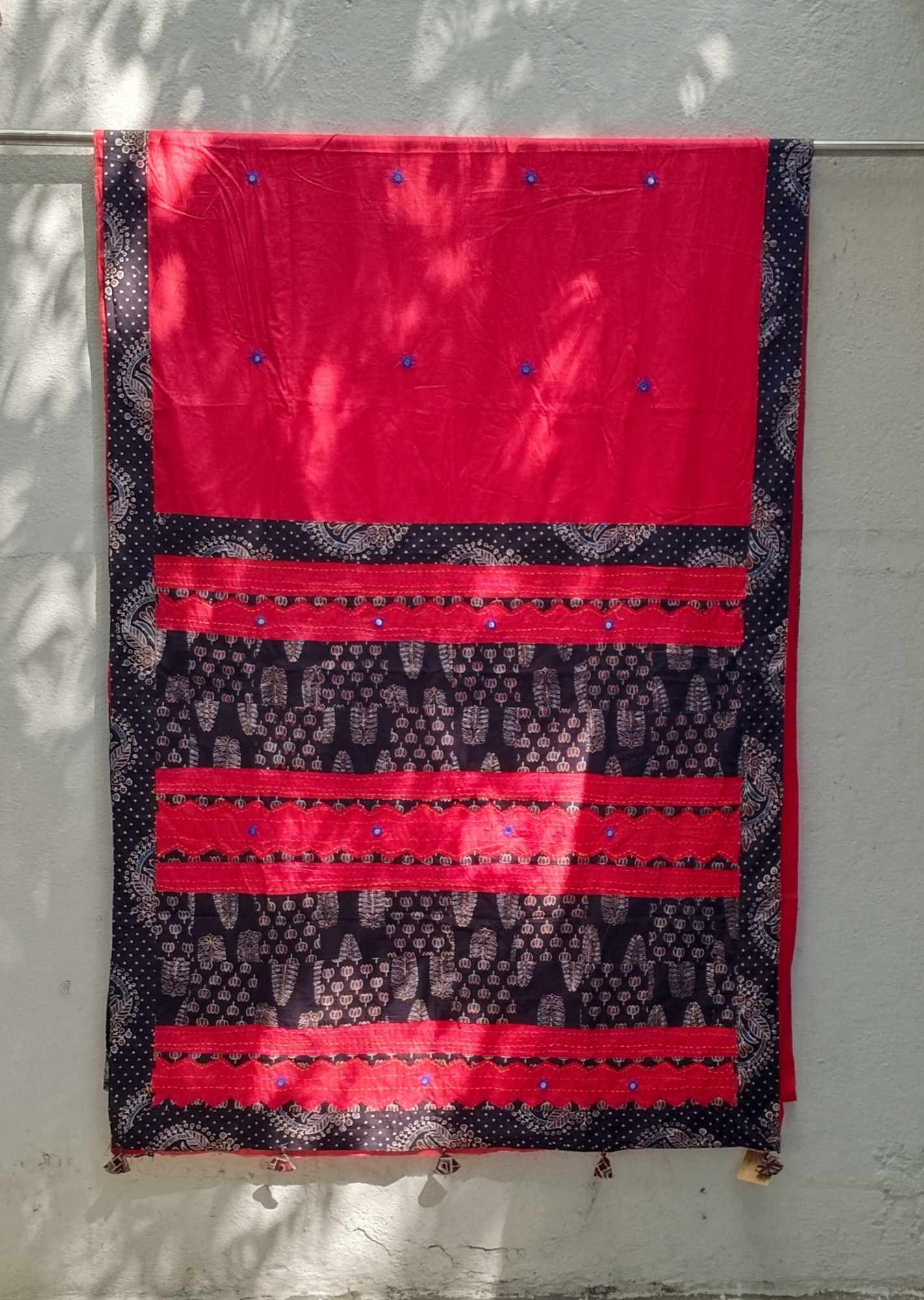 Mul Cotton Ajrakh Patch Work Saree