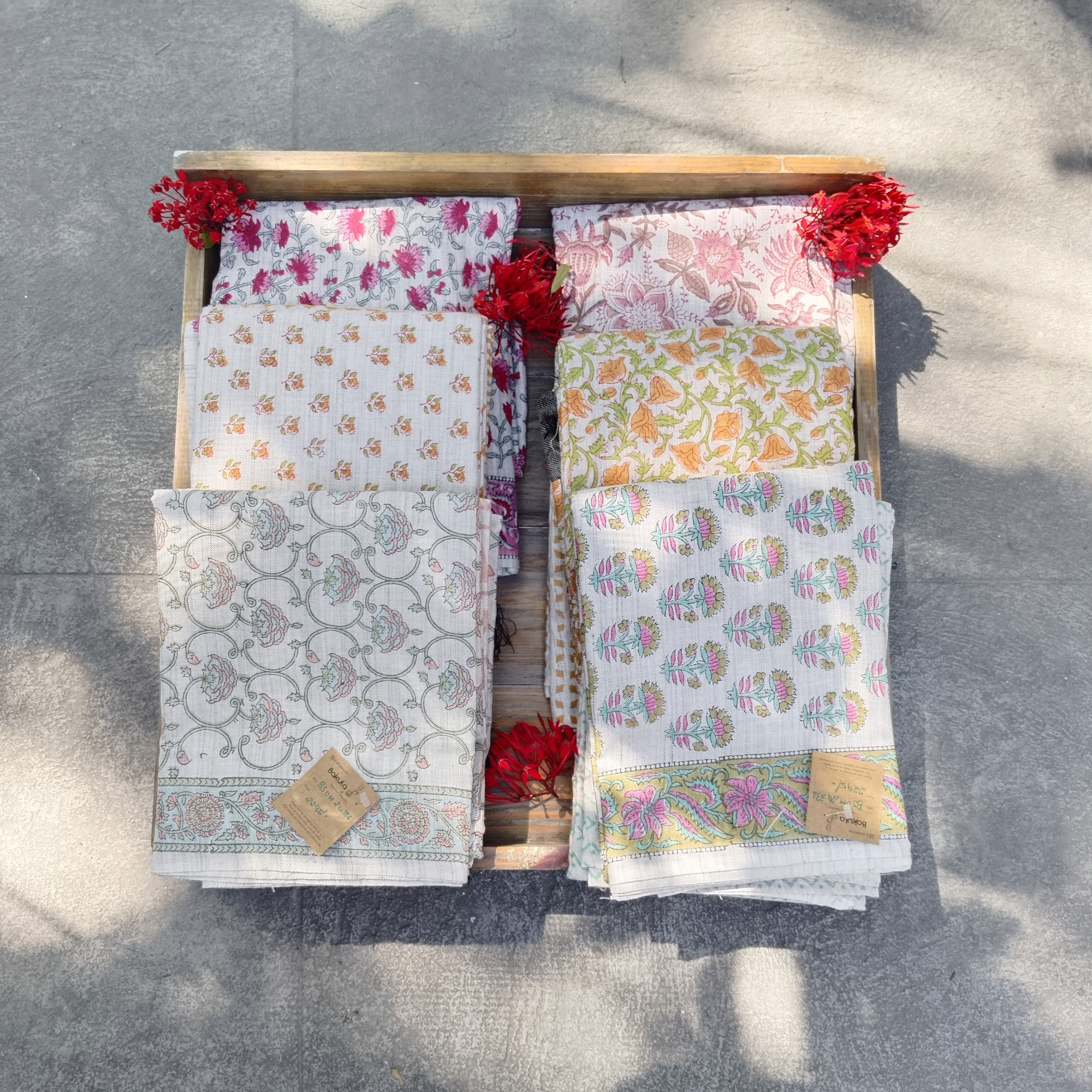 Handblock Slub Cotton Unstitched Dress Material