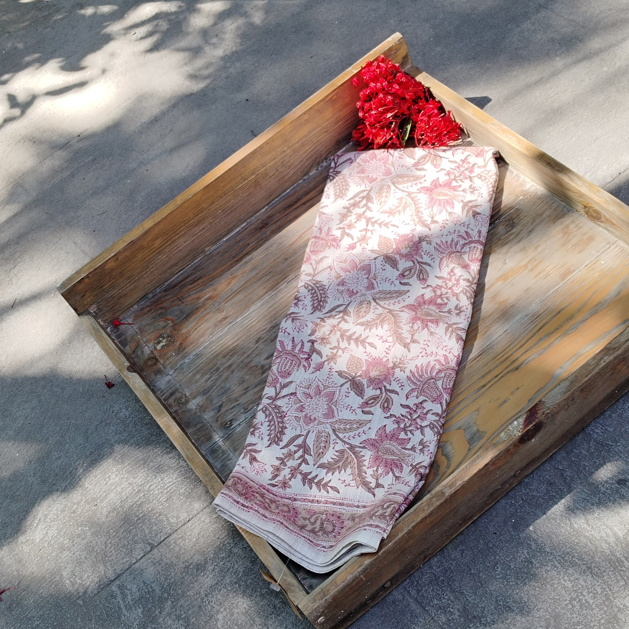 Handblock Slub Cotton Unstitched Dress Material