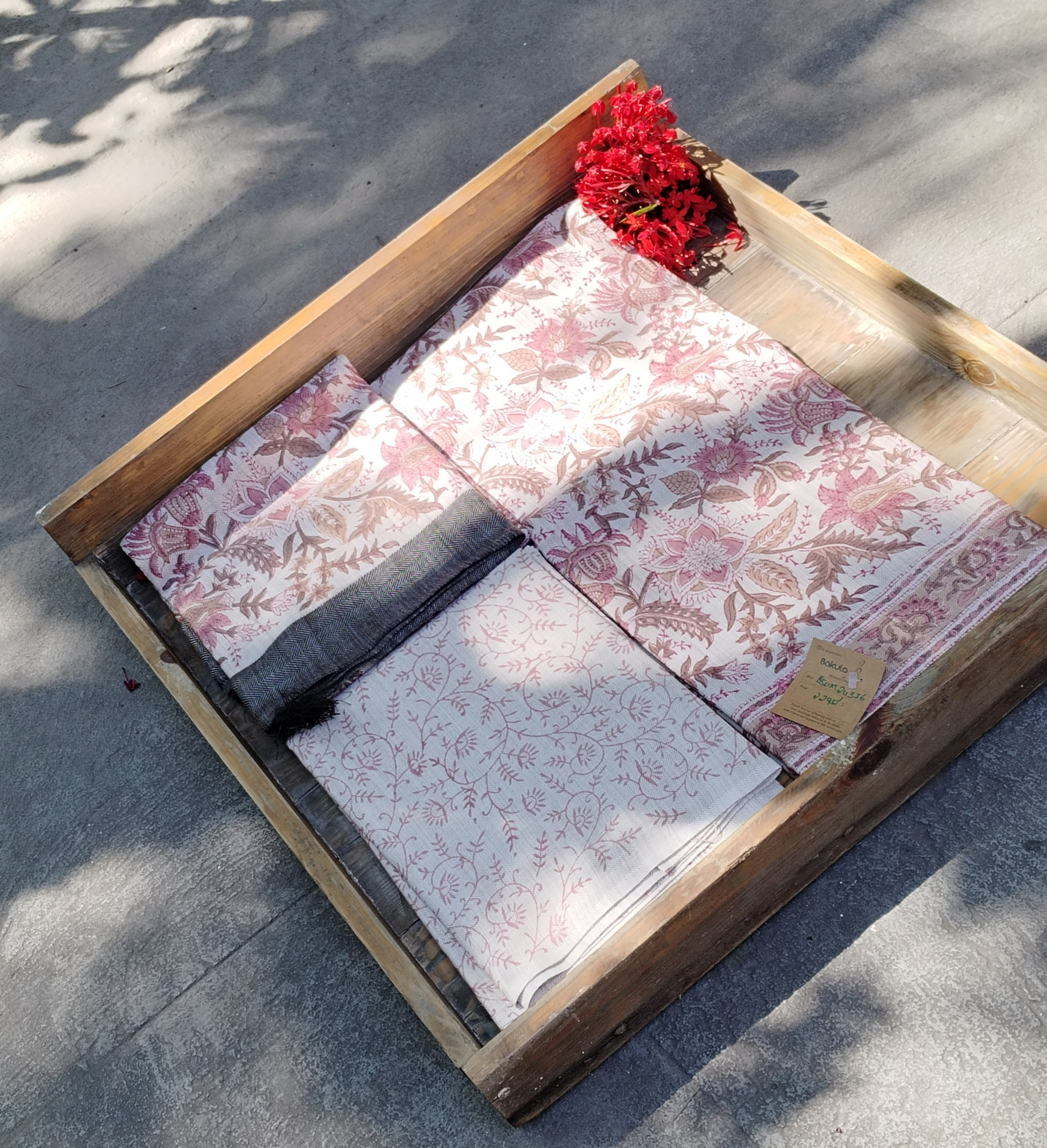 Handblock Slub Cotton Unstitched Dress Material