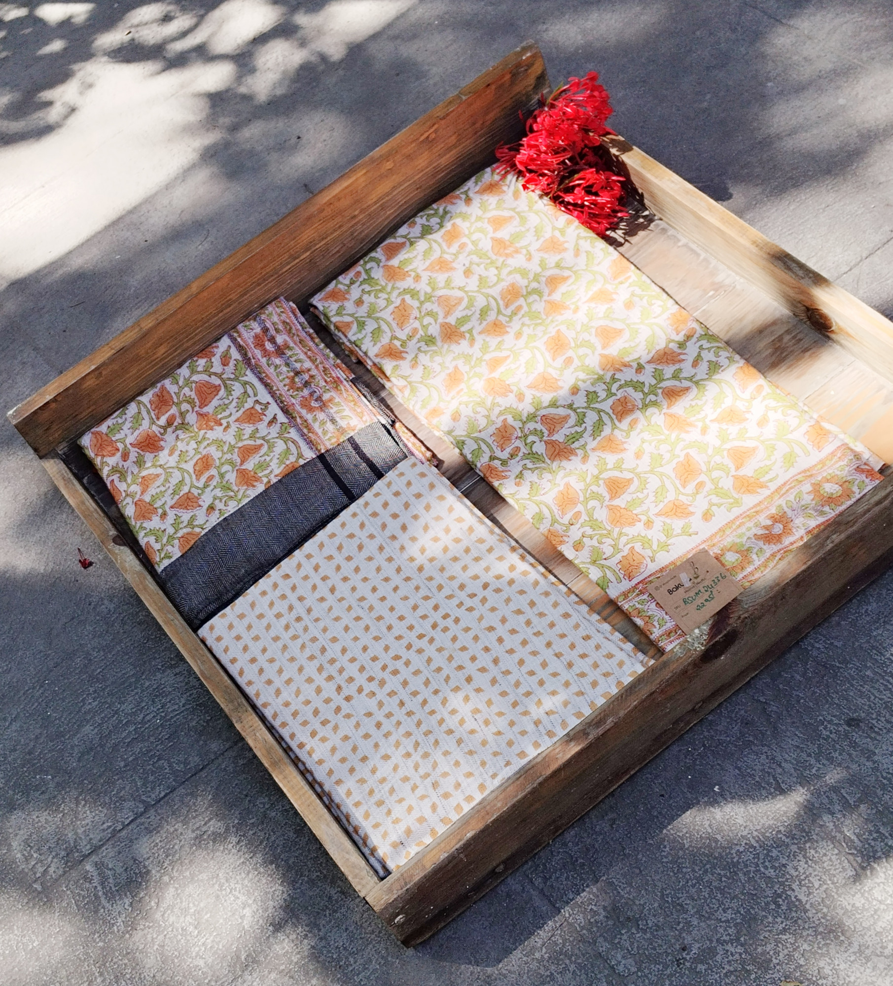 Handblock Slub Cotton Unstitched Dress Material