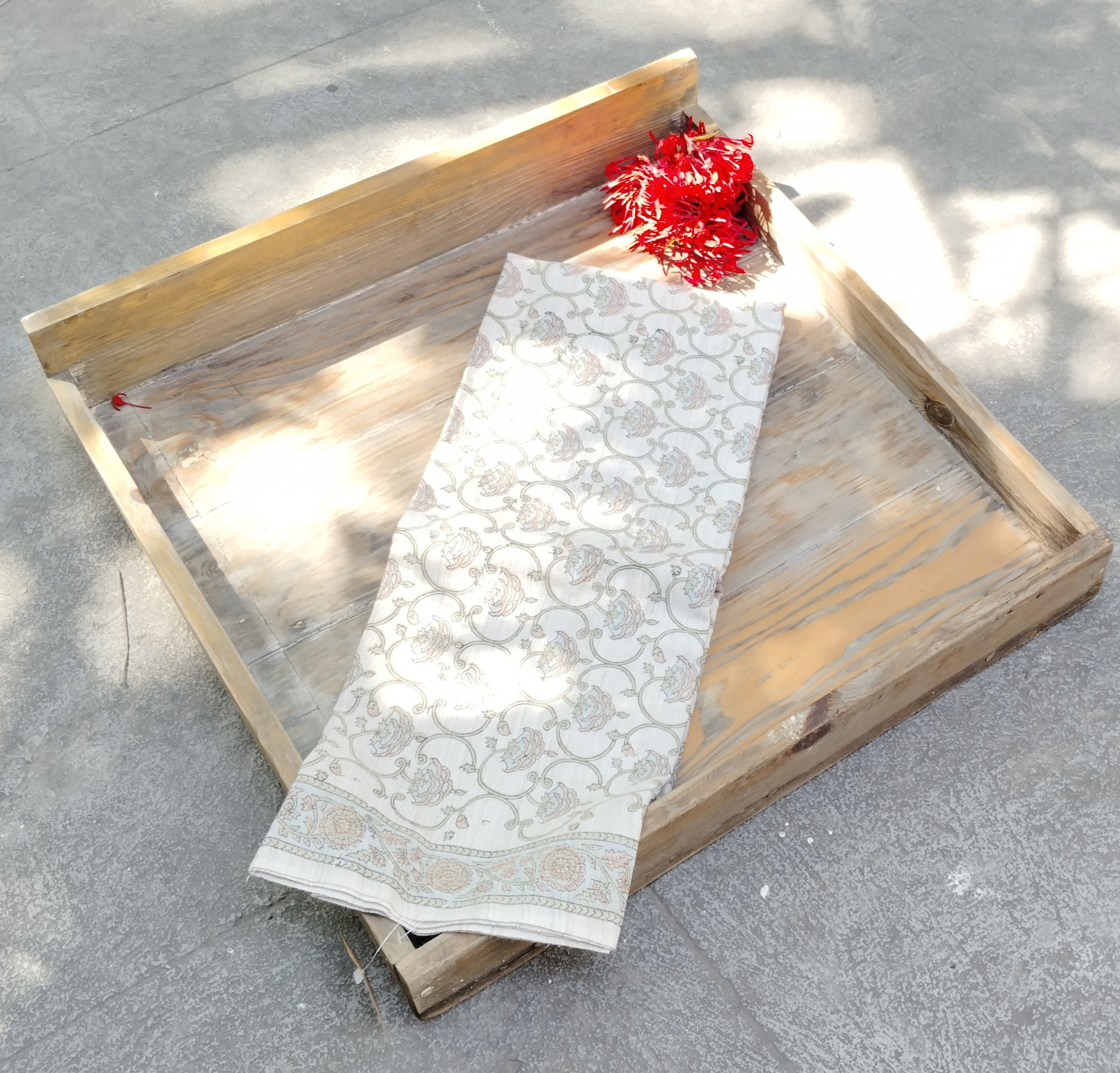 Handblock Slub Cotton Unstitched Dress Material