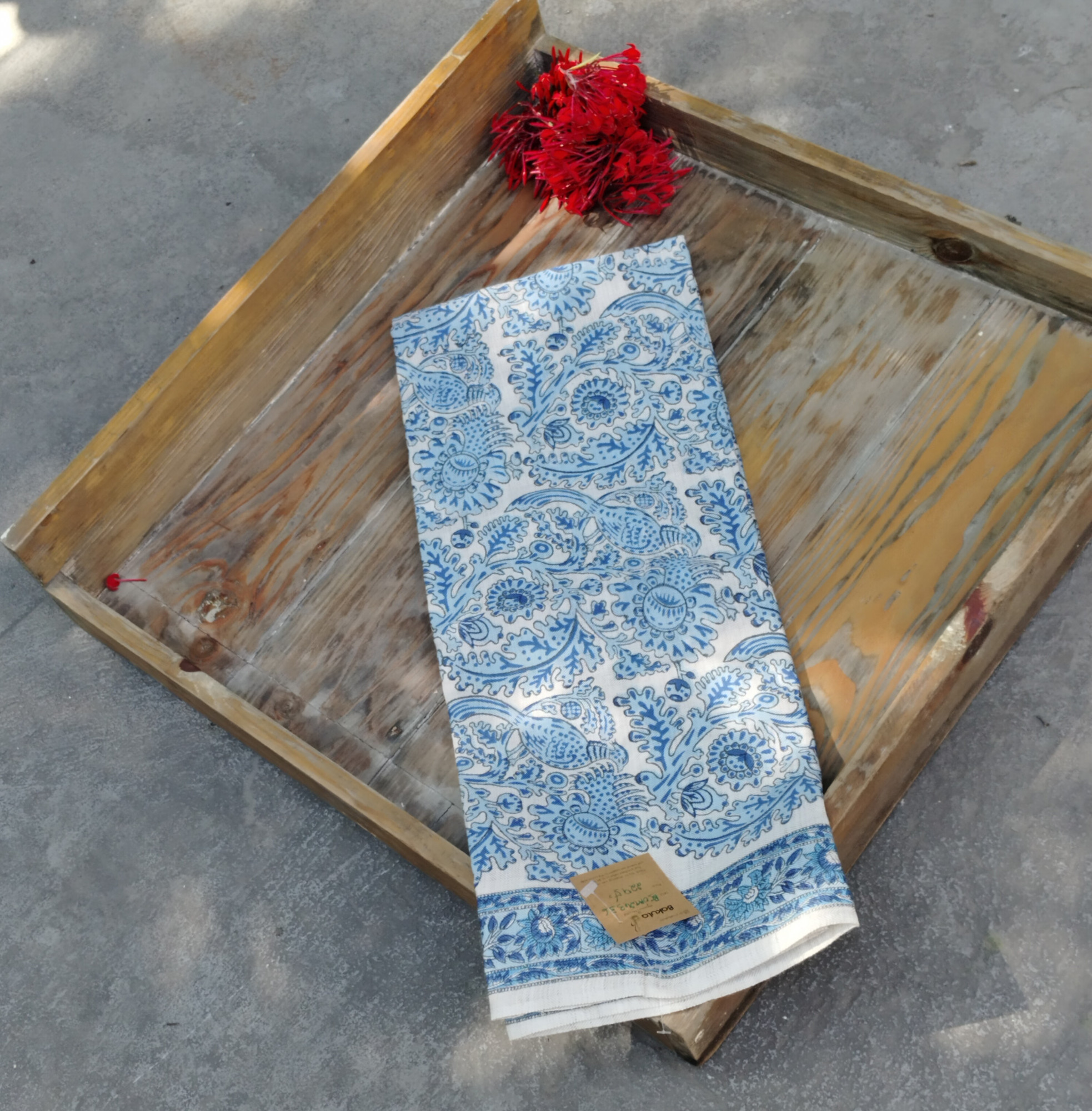 Handblock Slub Cotton Unstitched Dress Material