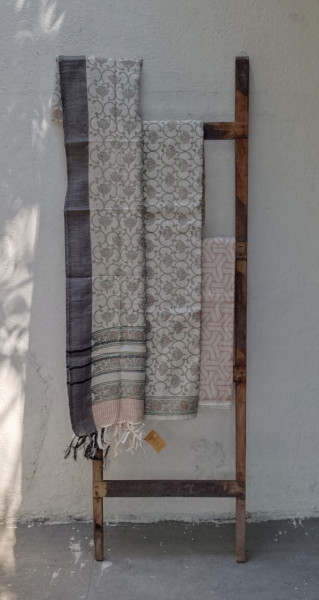 Handblock Slub Cotton Unstitched Dress Material