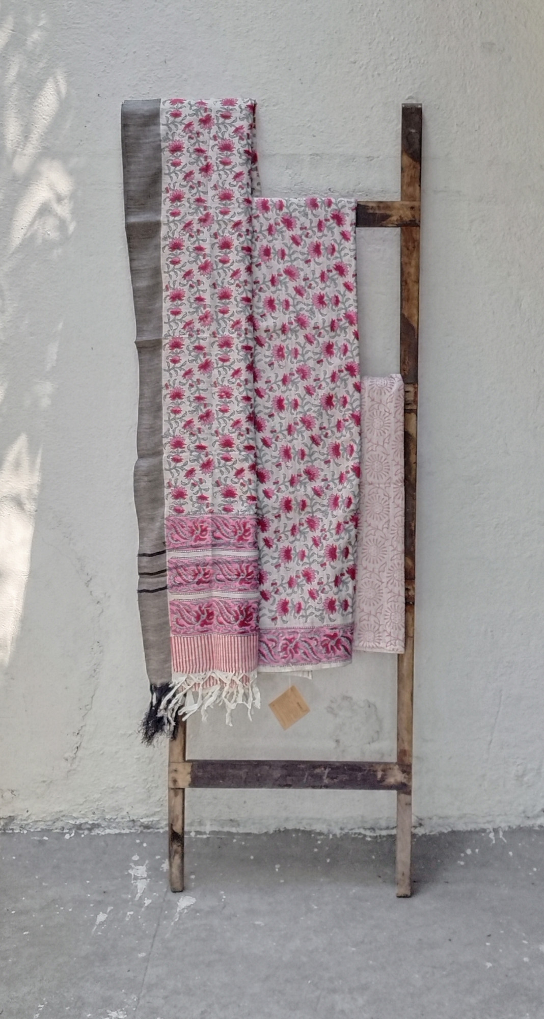 Handblock Slub Cotton Unstitched Dress Material