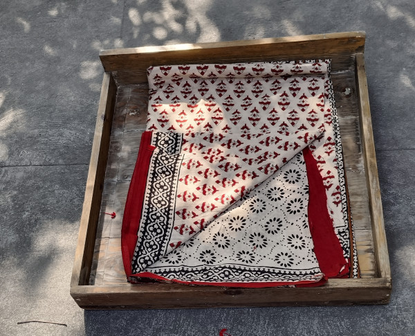 Handblock Print  Mul Cotton  Saree