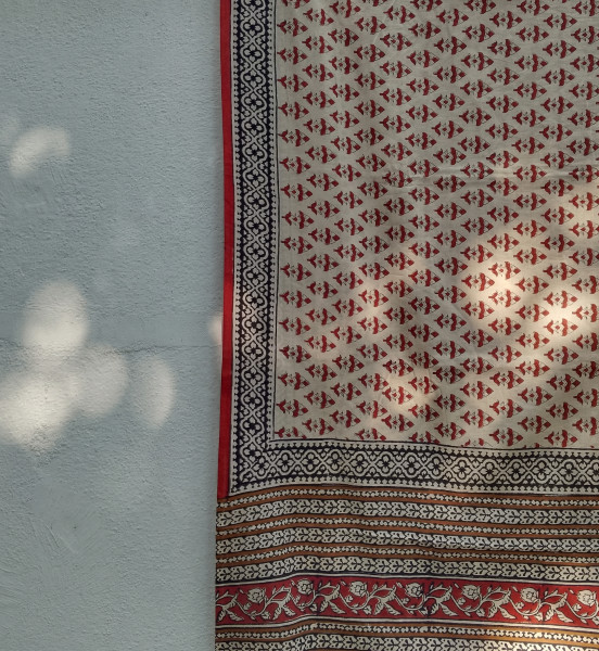 Handblock Print  Mul Cotton  Saree