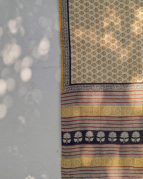 Handblock Print  Mul Cotton  Saree