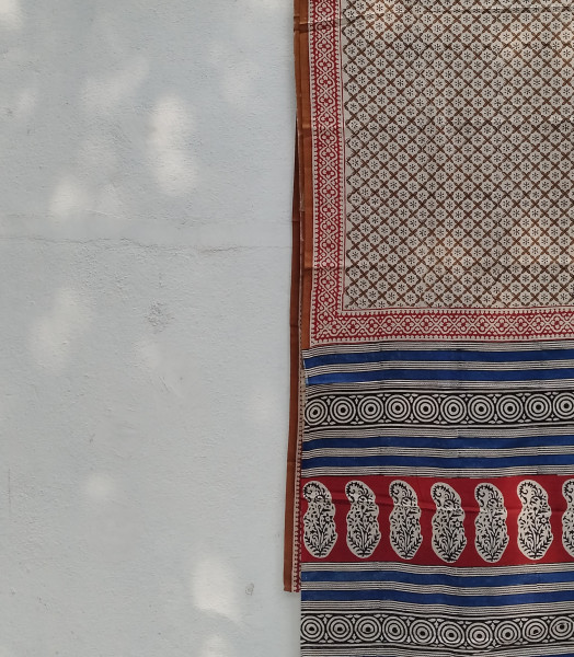 Handblock Print  Mul Cotton  Saree