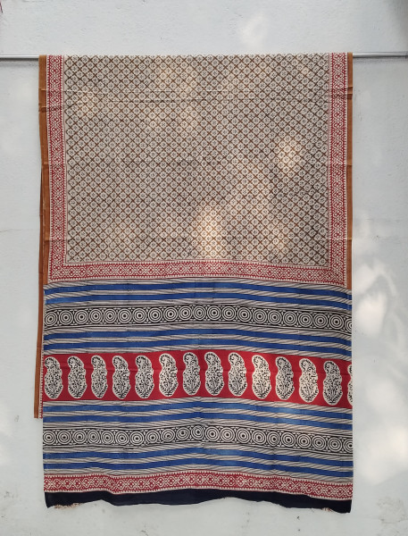 Handblock Print  Mul Cotton  Saree