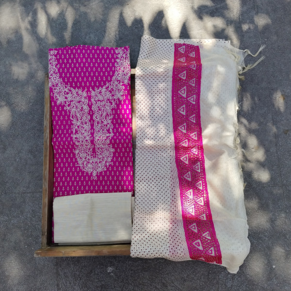 Chanderi Unstitched Dress Material