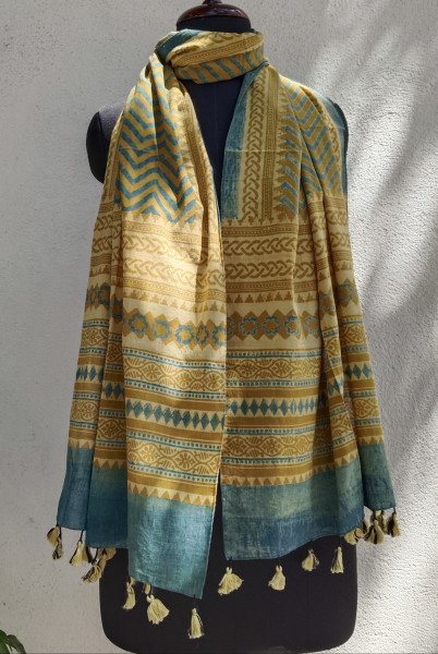 Ajakh Print Cotton  Stole