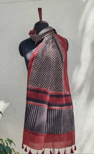 Ajakh Print Cotton  Stole