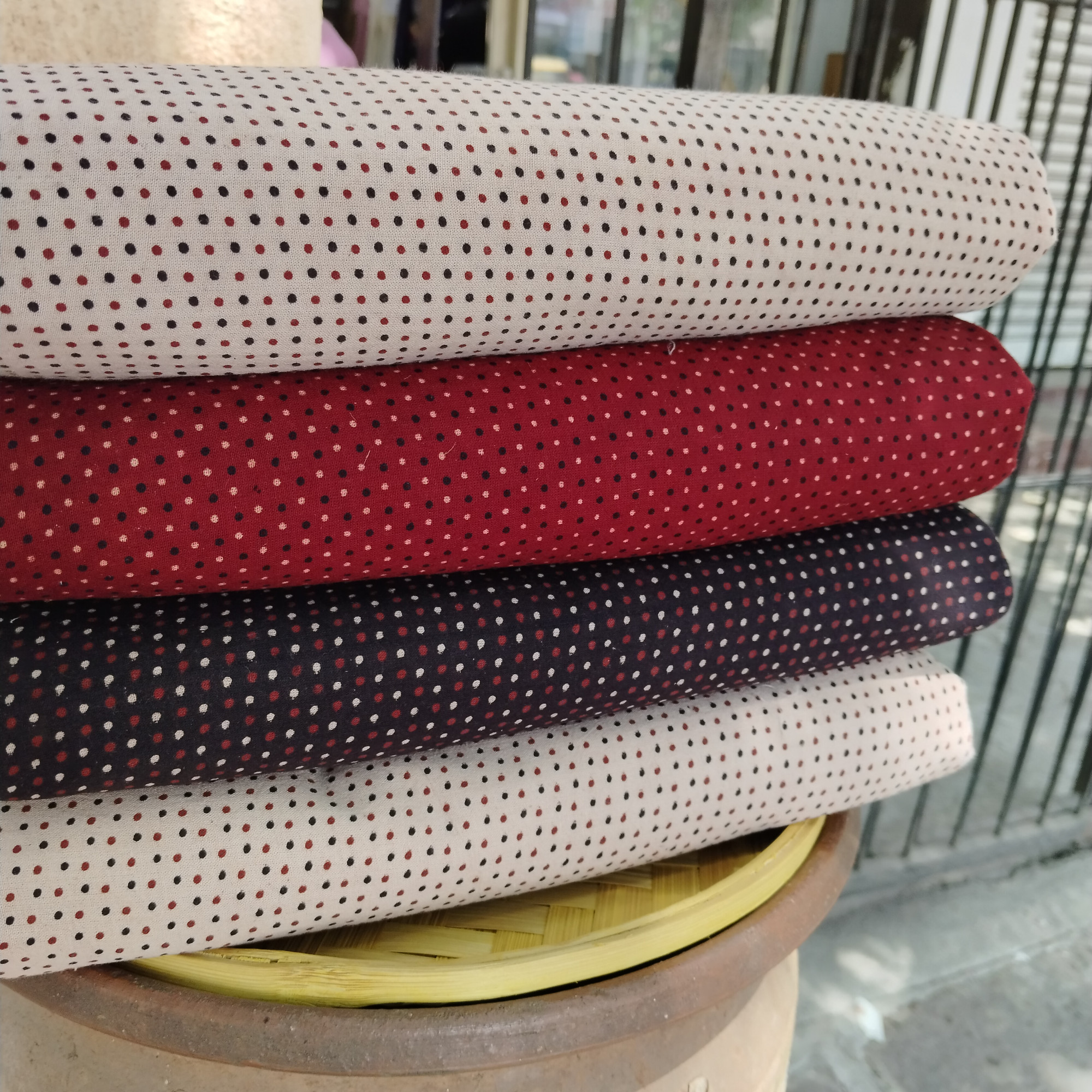 Dotted Print  Unstitched  Cotton Fabric