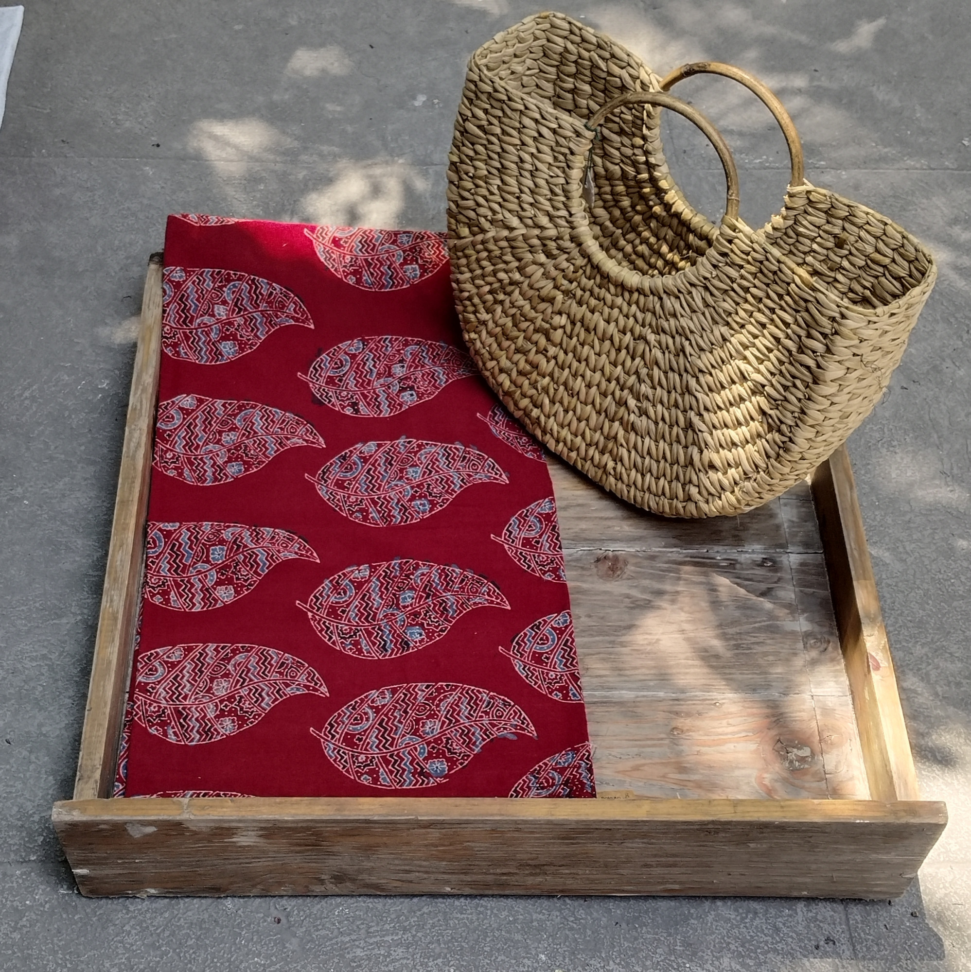 Ajrakh Handblock Cotton Unstitched Dress Material