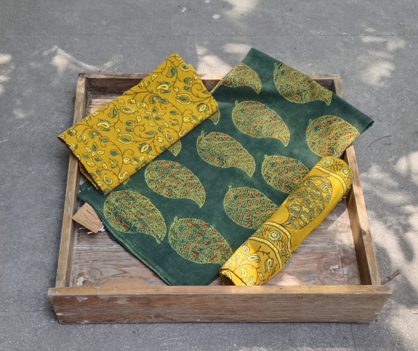 Ajrakh Handblock Cotton Unstitched Dress Material