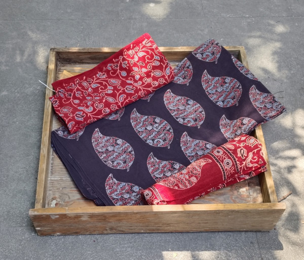 Ajrakh Handblock Cotton Unstitched Dress Material