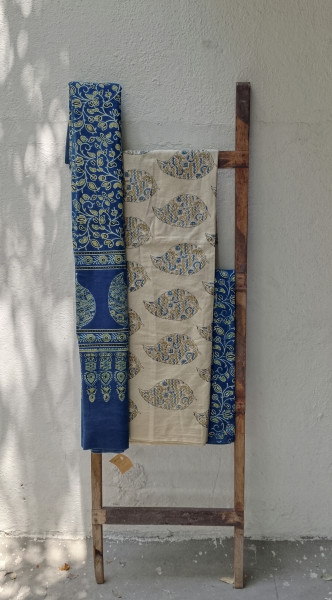 Ajrakh Handblock Cotton Unstitched Dress Material