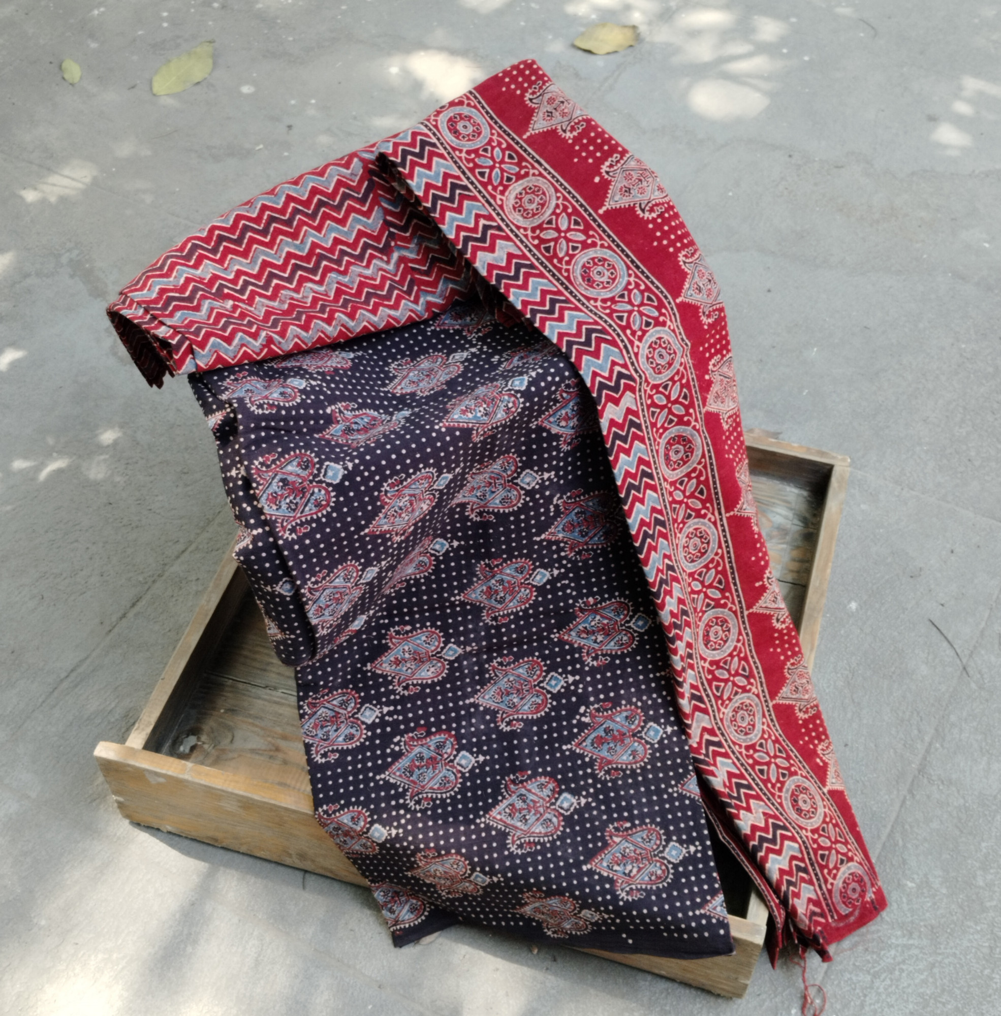 Ajrakh Handblock Cotton Unstitched Dress Material