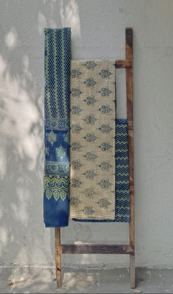 Ajrakh Handblock Cotton Unstitched Dress Material