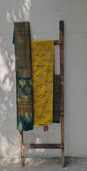 Ajrakh Handblock Cotton Unstitched Dress Material