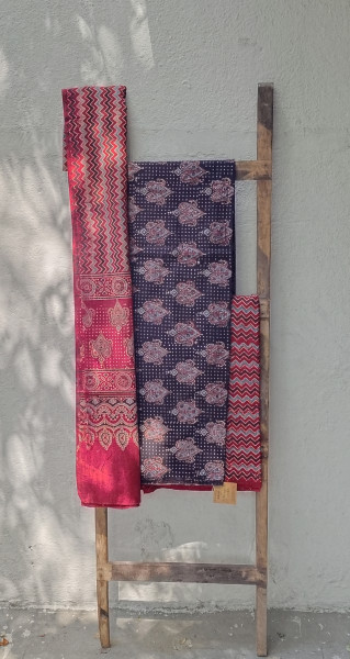 Ajrakh Handblock Cotton Unstitched Dress Material