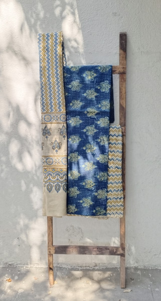 Ajrakh Handblock Cotton Unstitched Dress Material