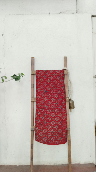 Modal Silk Ajrak Blockprint Fabric