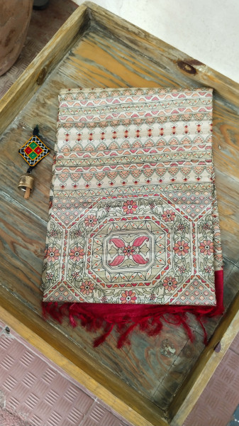 Handwoven Raw Silk Printed Sarees