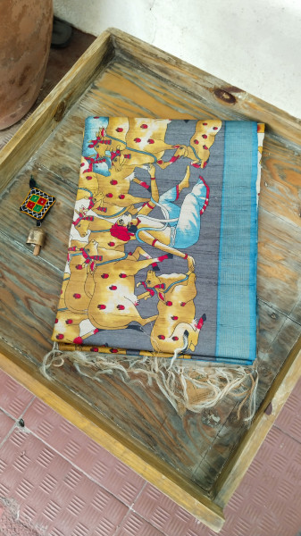 Handwoven Raw Silk Printed Sarees