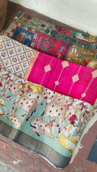 Handwoven Raw Silk Printed Sarees