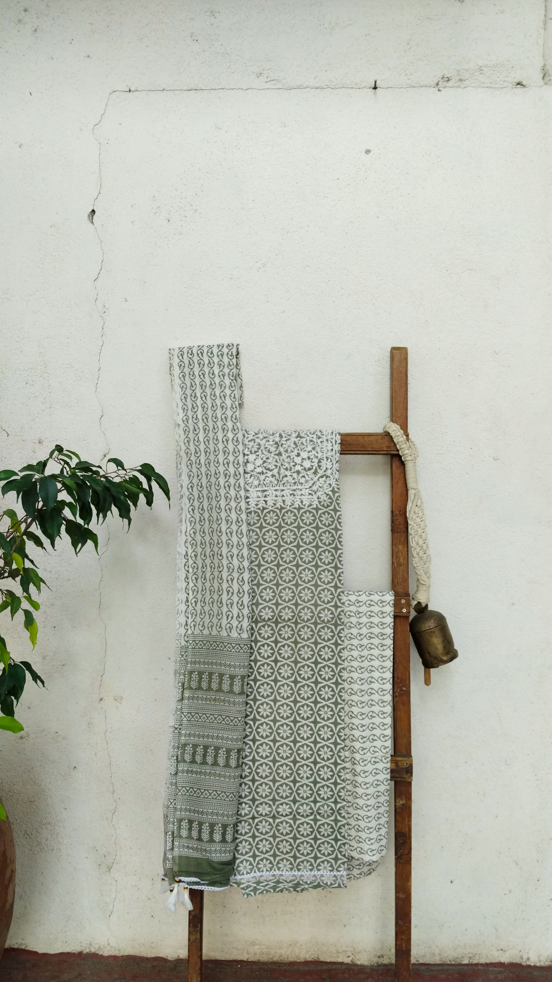 Hand Block Print Cotton Dress Material with Embroidery