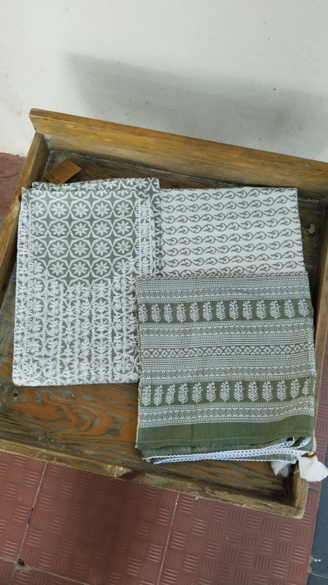 Hand Block Print Cotton Dress Material with Embroidery