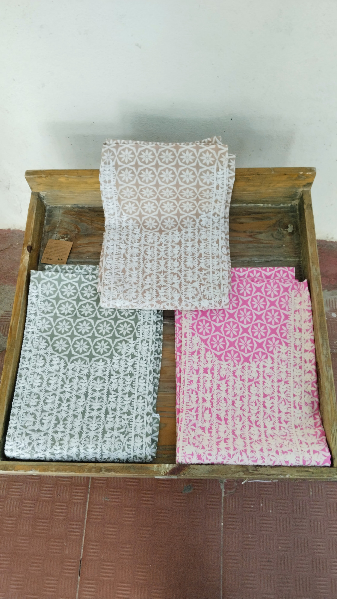 Hand Block Print Cotton Dress Material with Embroidery