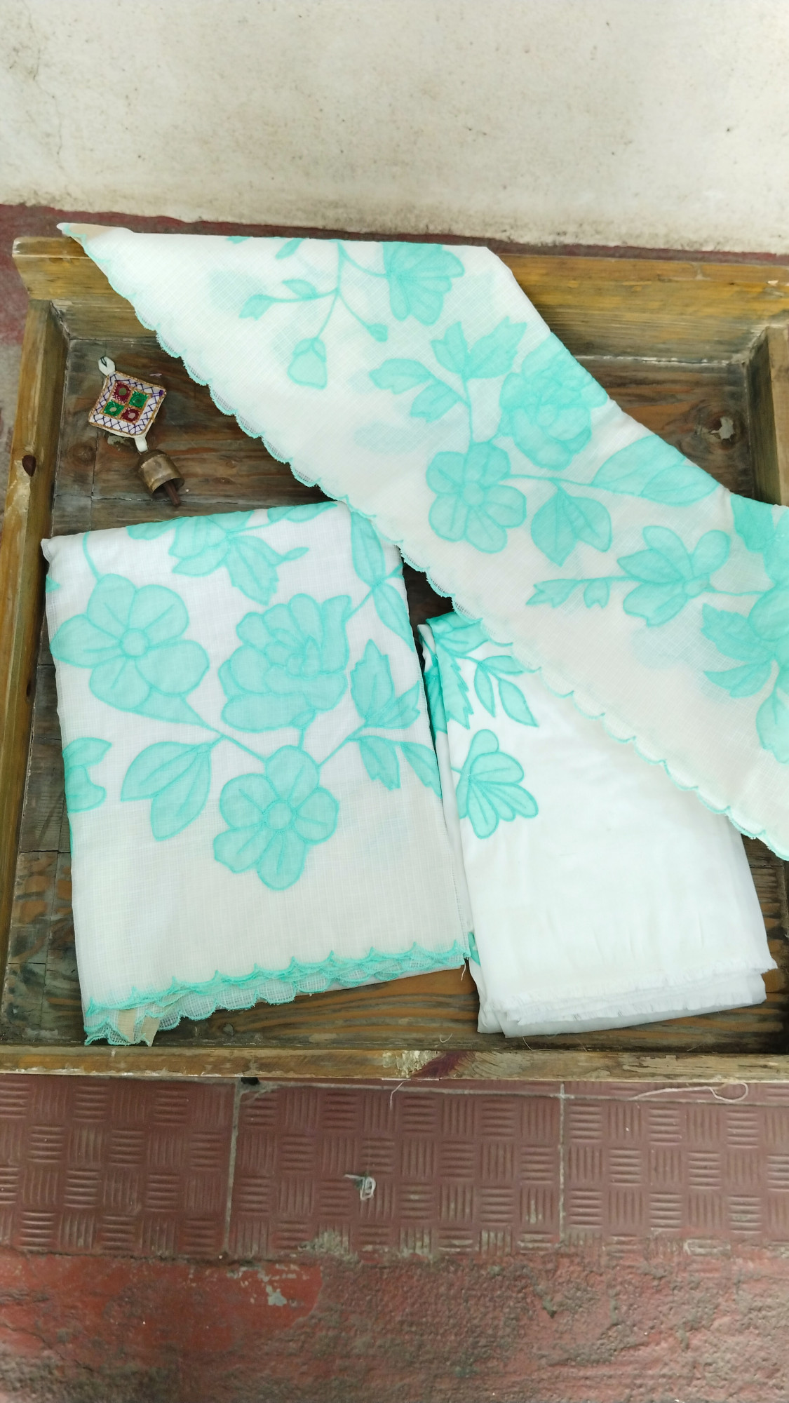 Linen with Hand Embroidery Dress Material