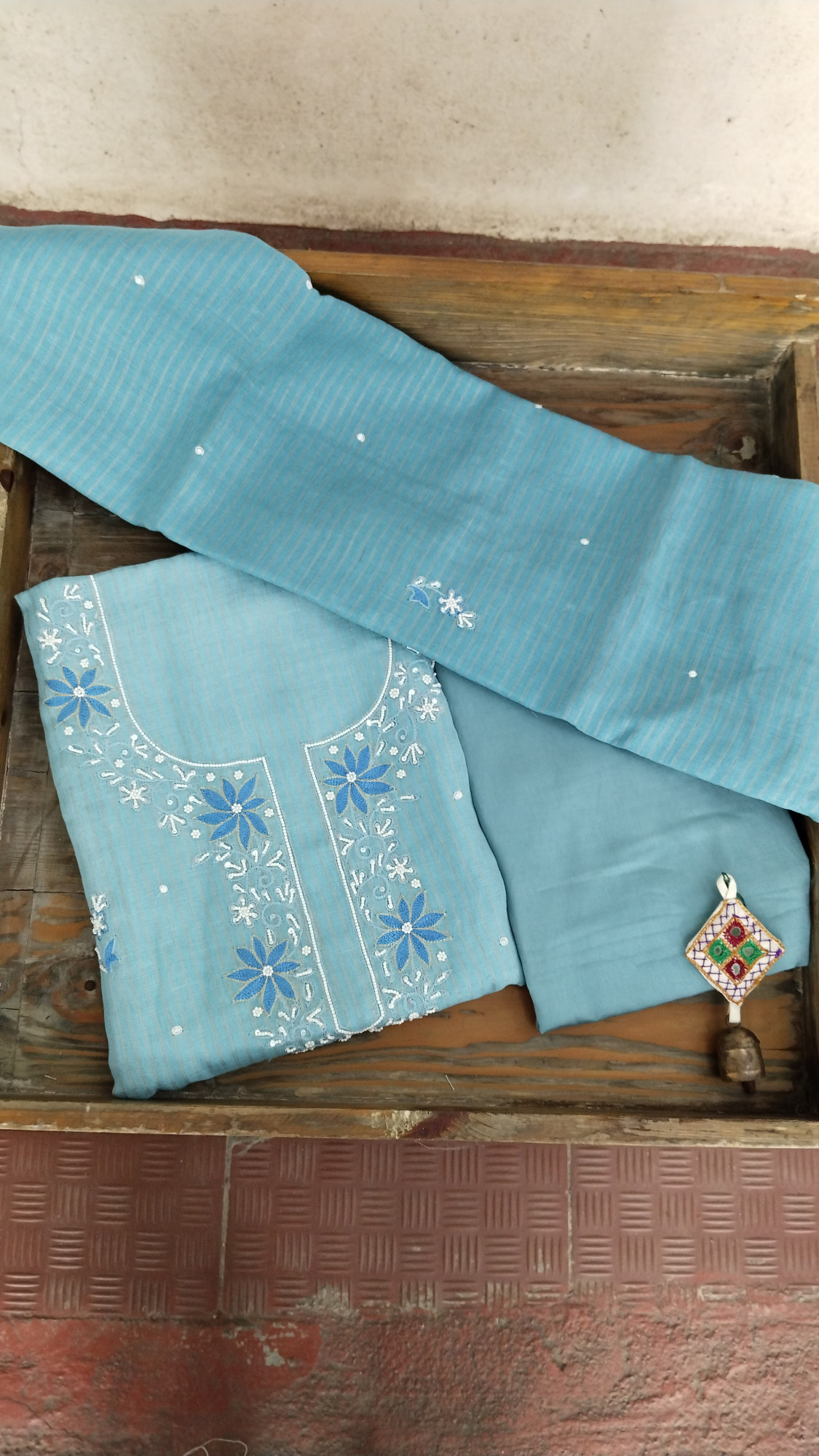 Linen with Hand Embroidery Dress Material