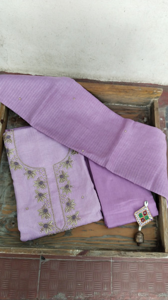 Linen with Hand Embroidery Dress Material