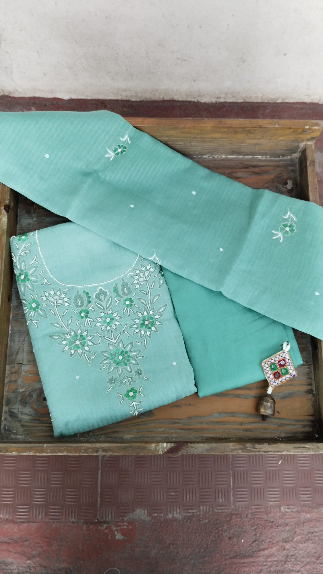 Linen with Hand Embroidery Dress Material