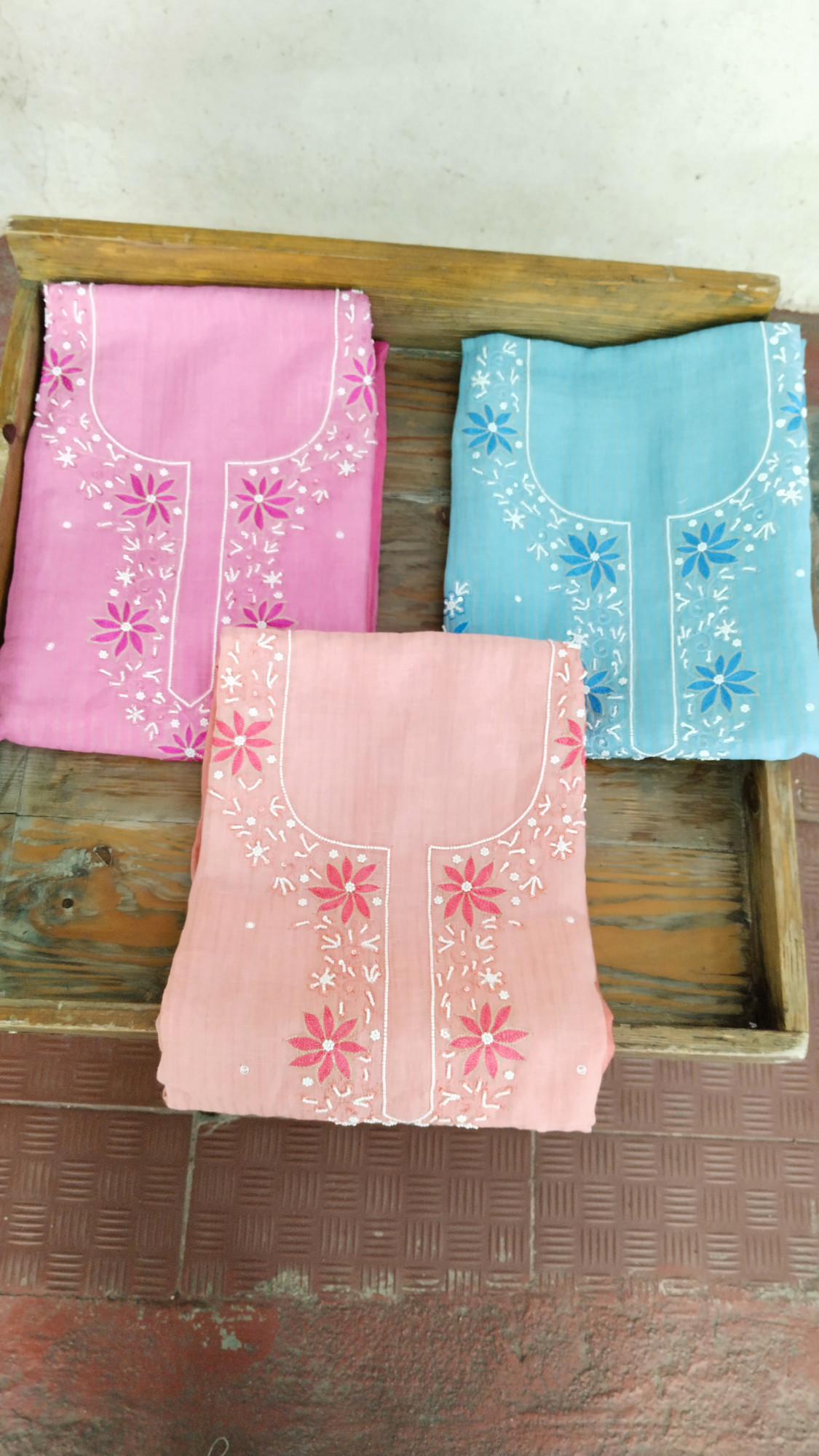 Linen with Hand Embroidery Dress Material