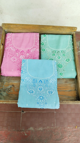 Linen with Hand Embroidery Dress Material