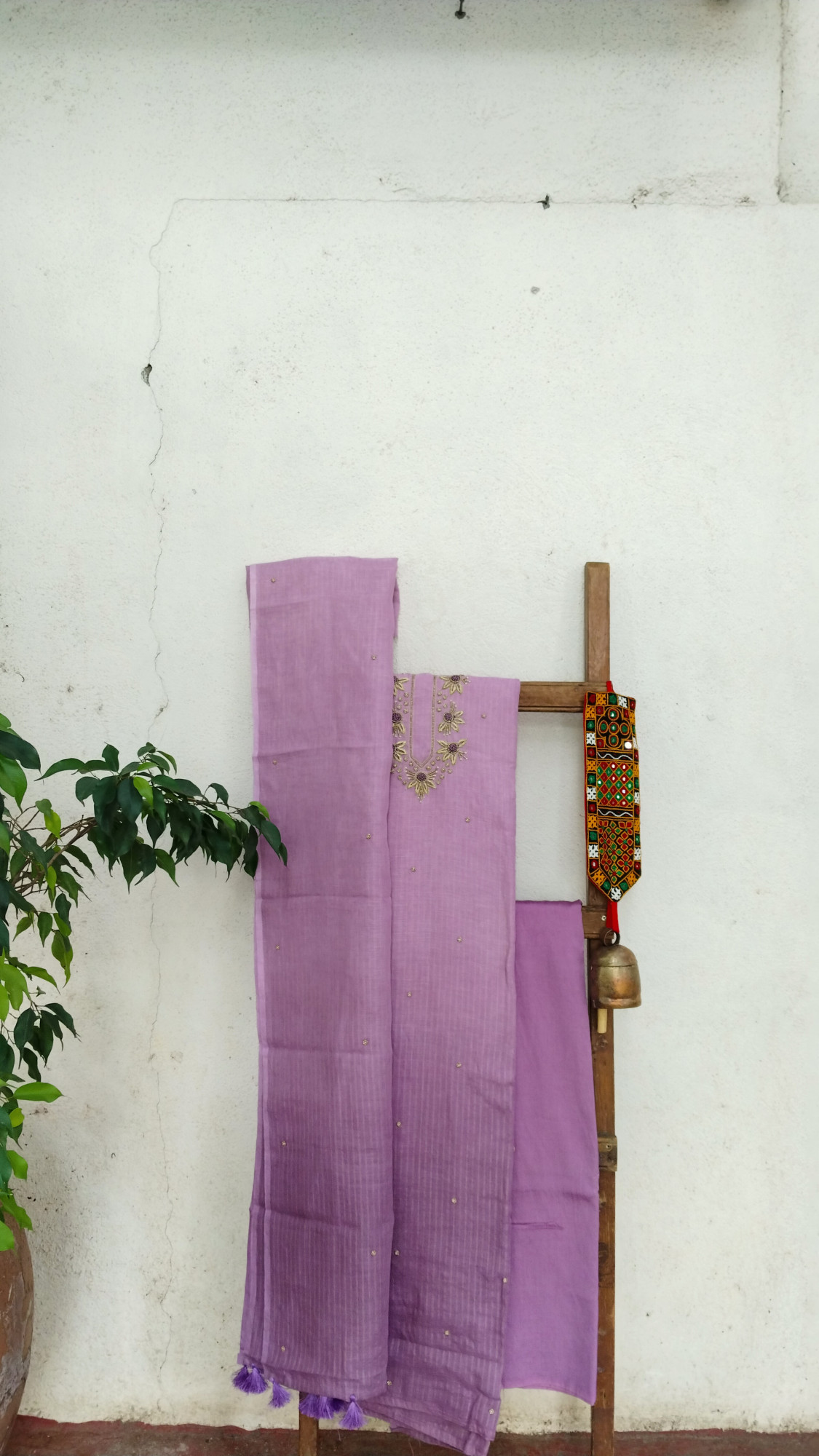 Linen with Hand Embroidery Dress Material