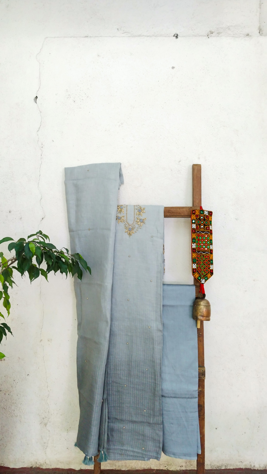 Linen with Hand Embroidery Dress Material